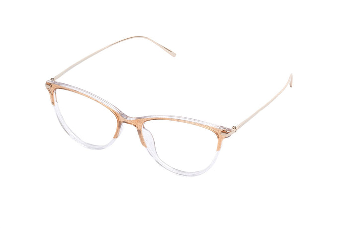 Cat eye Shape Glasses with Glitter Gold Color