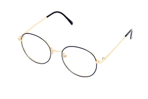 Chic and Round Shape Glasses Black and Gold