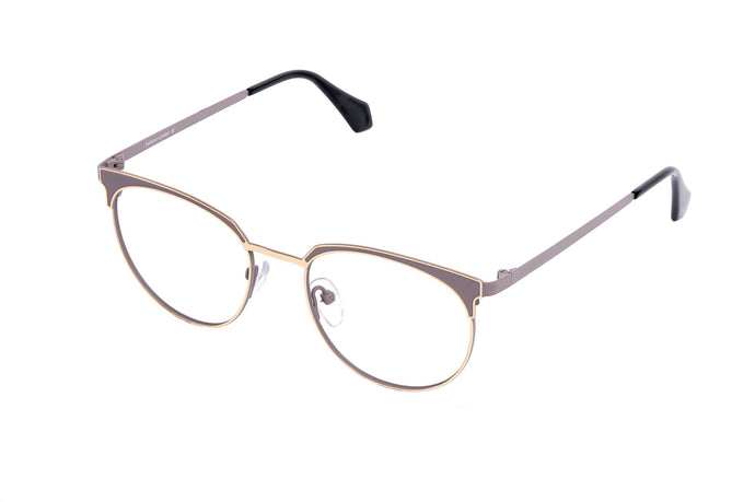 Round Eyeglasses with metallic gold and black matte color combination frame